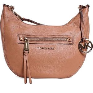 Rhea Medium ZIP Hobo Brown Leather Shoulder Bag